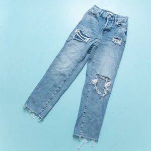 PacSun High Rise Straight Leg Distressed Button Fly Jeans Size 22